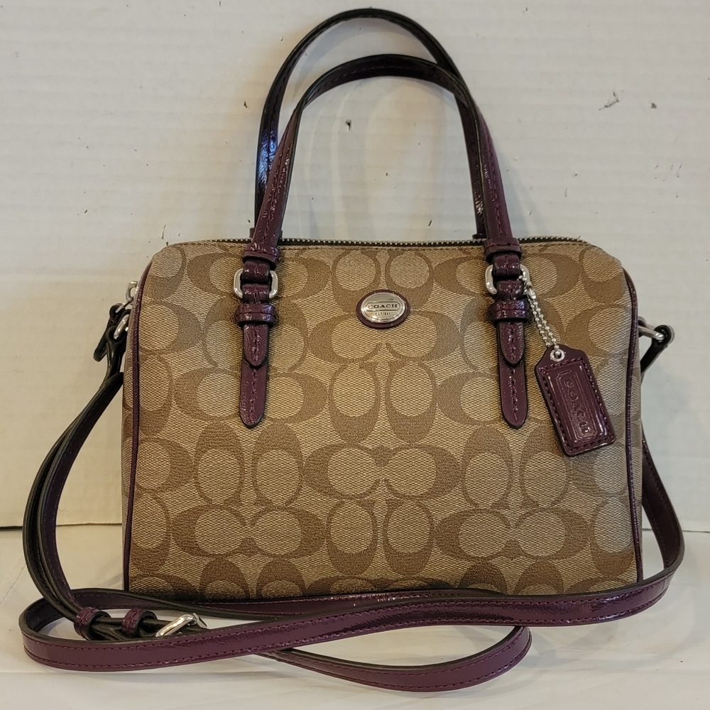 Coach Tan and Purple Crossbody Bag